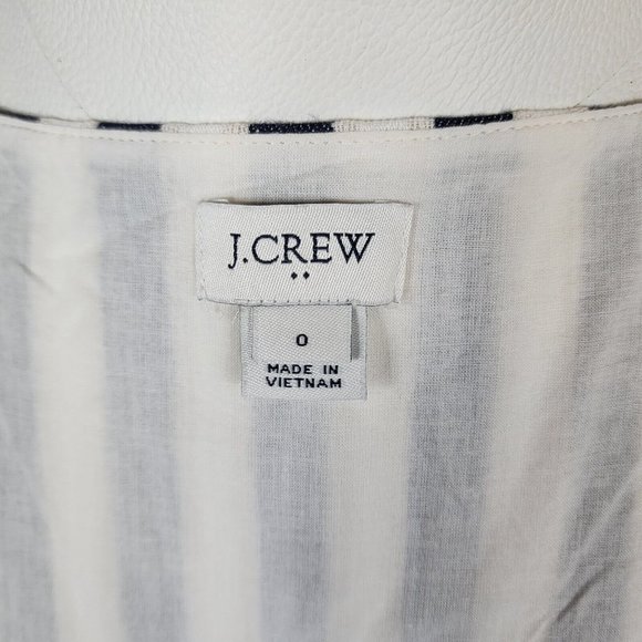 J. Crew Factory Blue and White Striped Jumper Dress Cotton and Linen Blend Sz 0 - Picture 4 of 5
